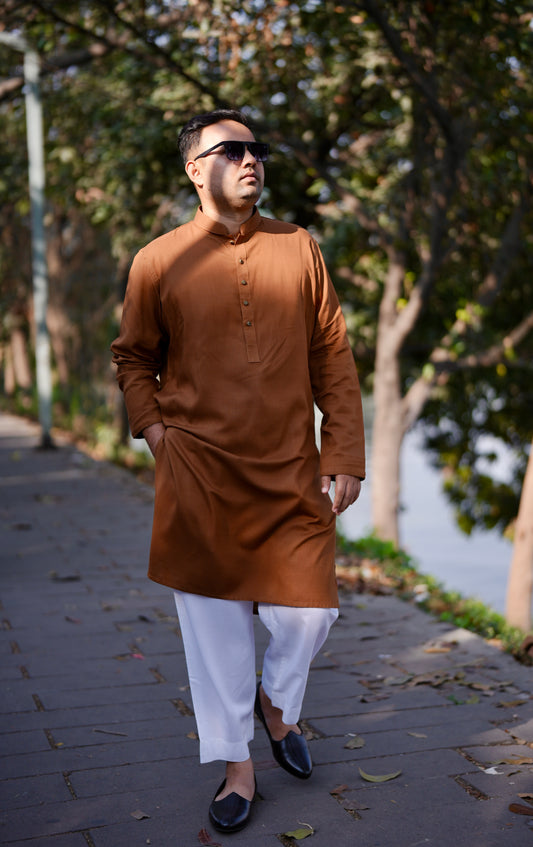 Rust brown basic kurta