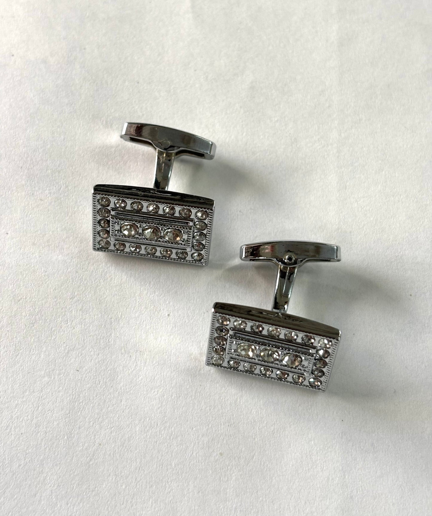 Silver square cufflinks