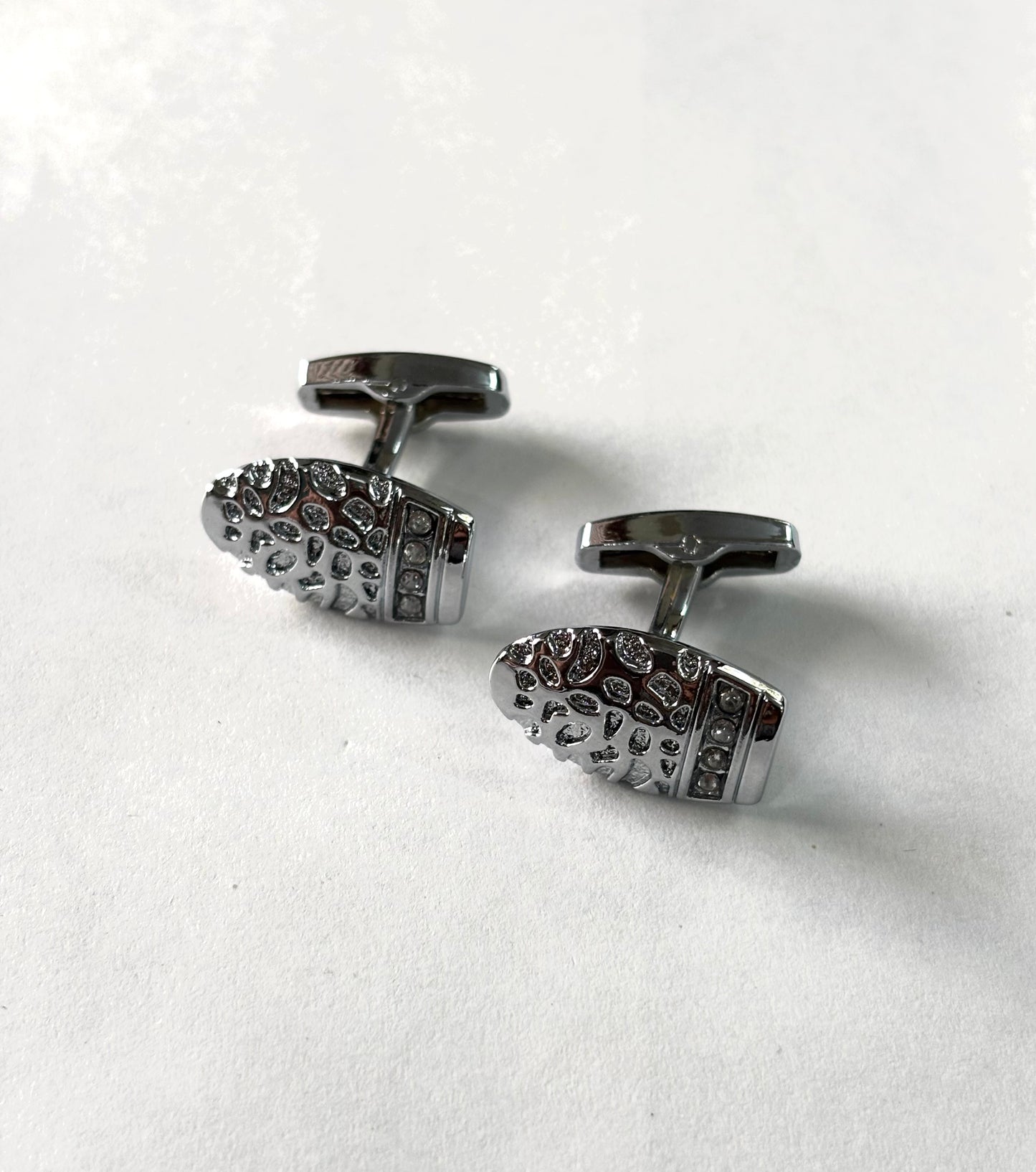 Silver scratch cufflinks