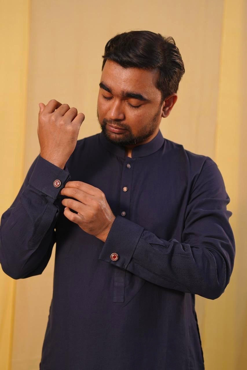 Navy cufflinks kurta