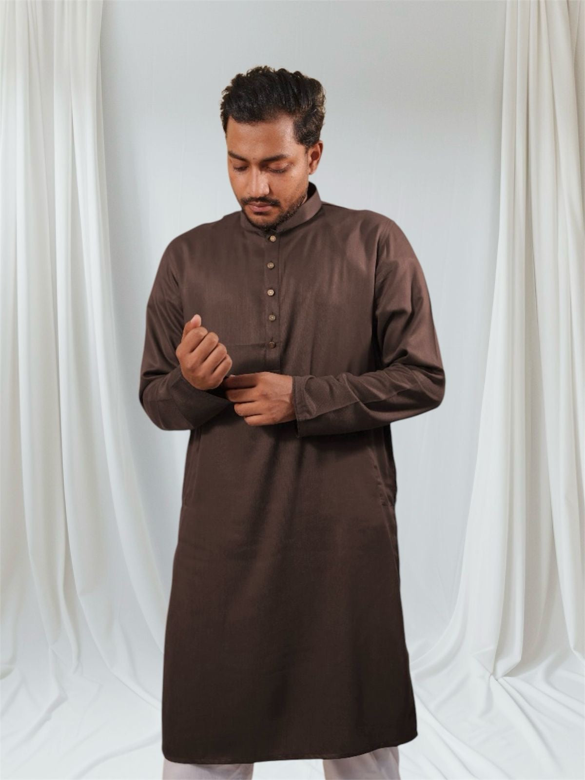 Chocolate brown basic kurta