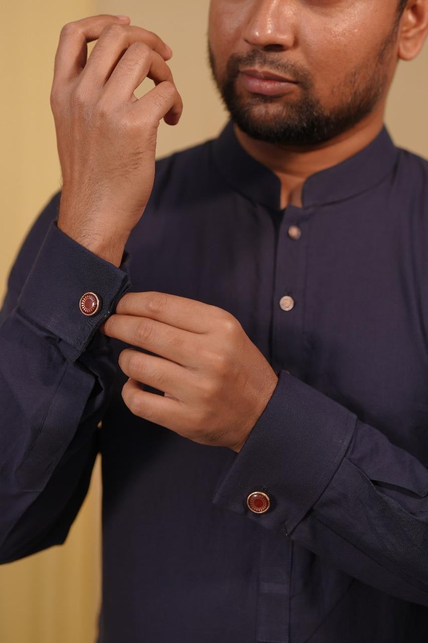 Navy cufflinks kurta