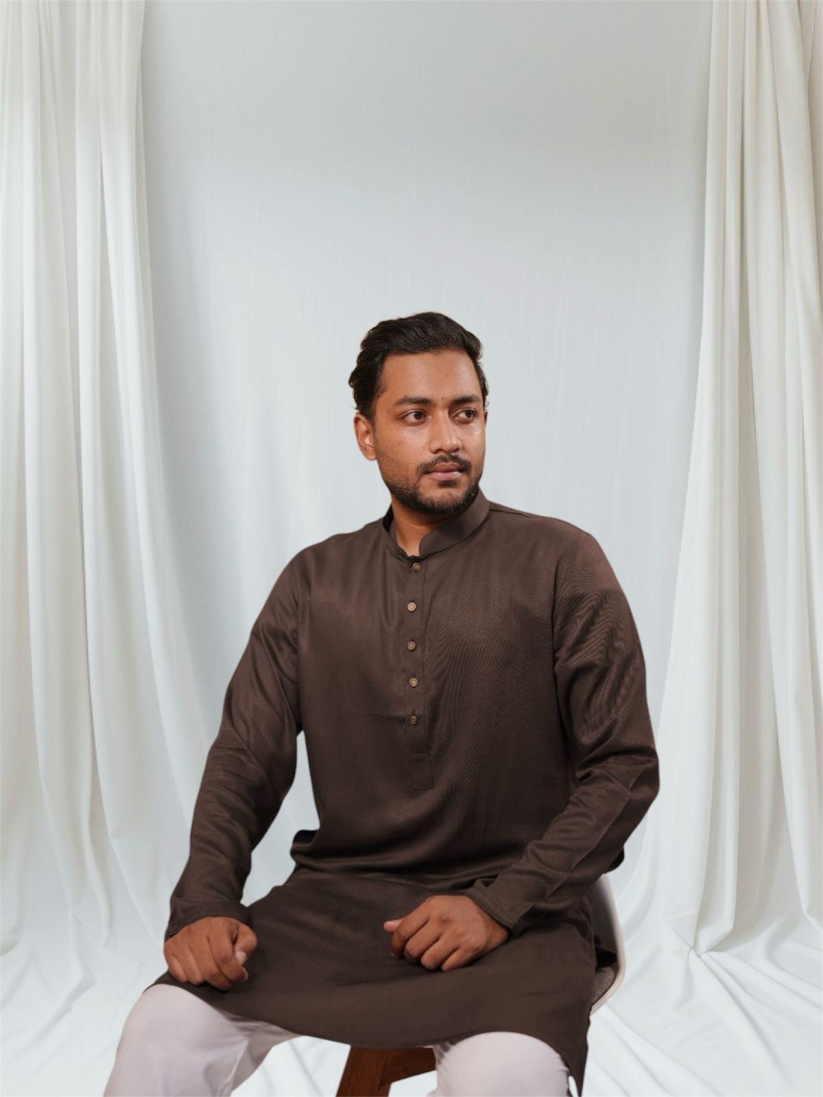 Chocolate brown basic kurta