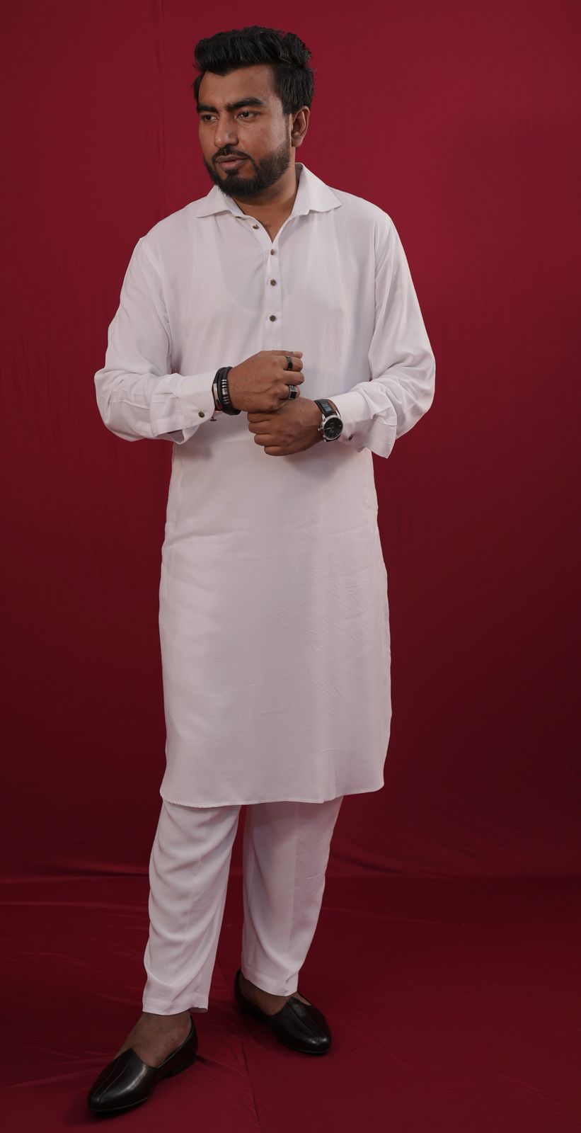 White modern kabli suit